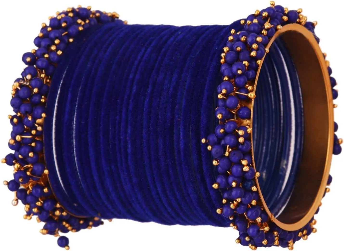 Efulgenz Indian Bangles for Women Indian Bangle Set Bollywood Faux Pearls Beads Plain Velvet Bracelet Bangle Wedding Bridal Jewelry for Women (26 Pcs)