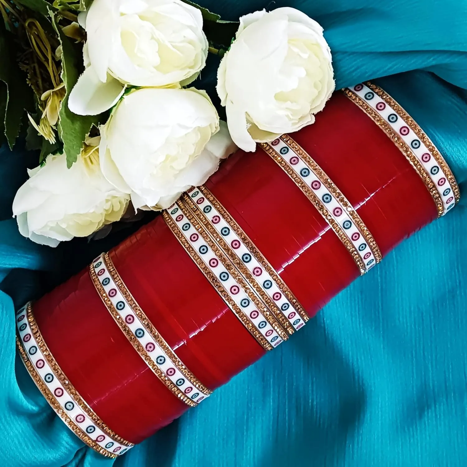 Efulgenz Indian Bridal Bangle Set for Wedding - Traditional Punjabi Chuda Chura for Women - CZ Crystal Dulhan Choora Bracelet Fashion Jewelry