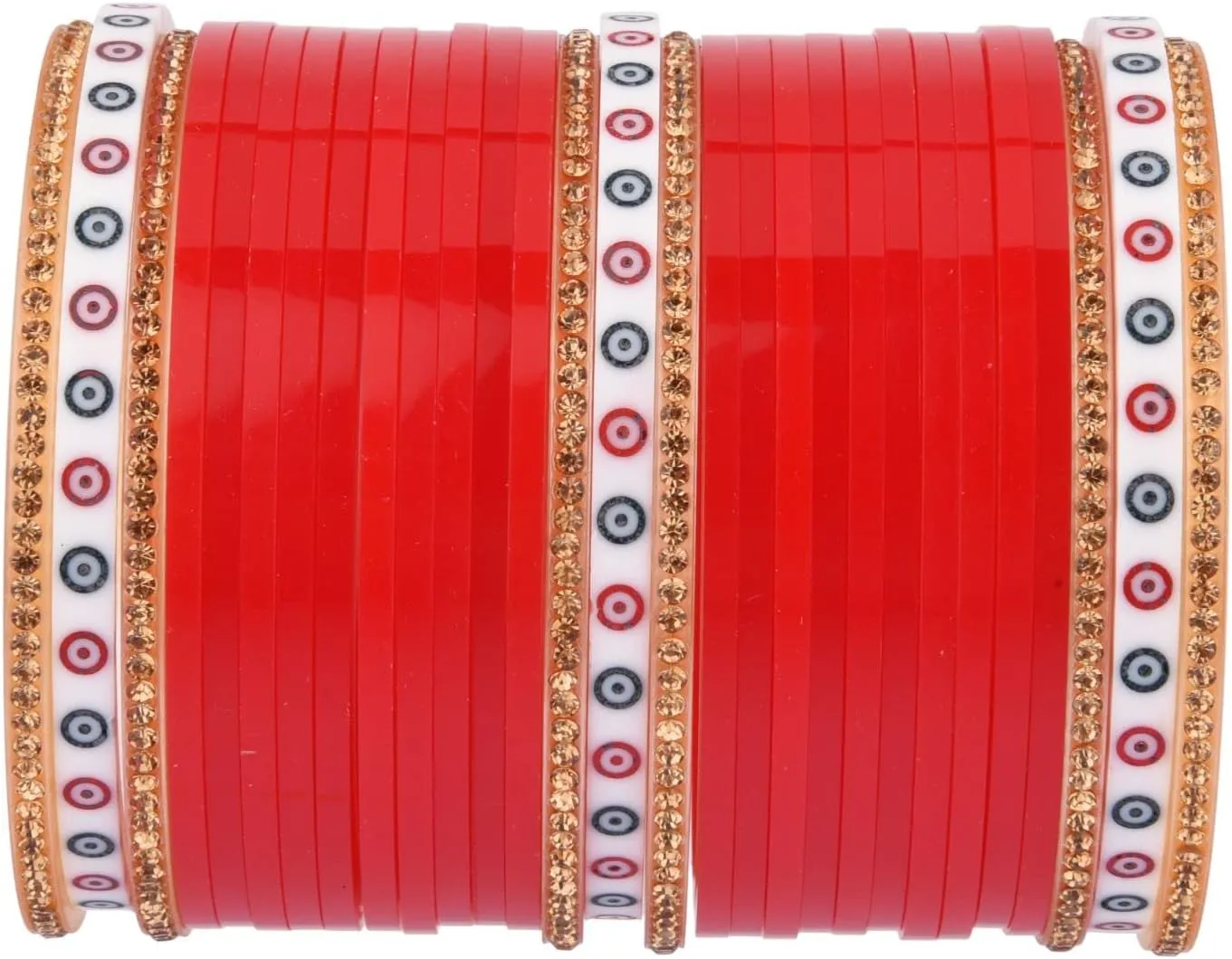 Efulgenz Indian Bridal Bangle Set for Wedding - Traditional Punjabi Chuda Chura for Women - CZ Crystal Dulhan Choora Bracelet Fashion Jewelry