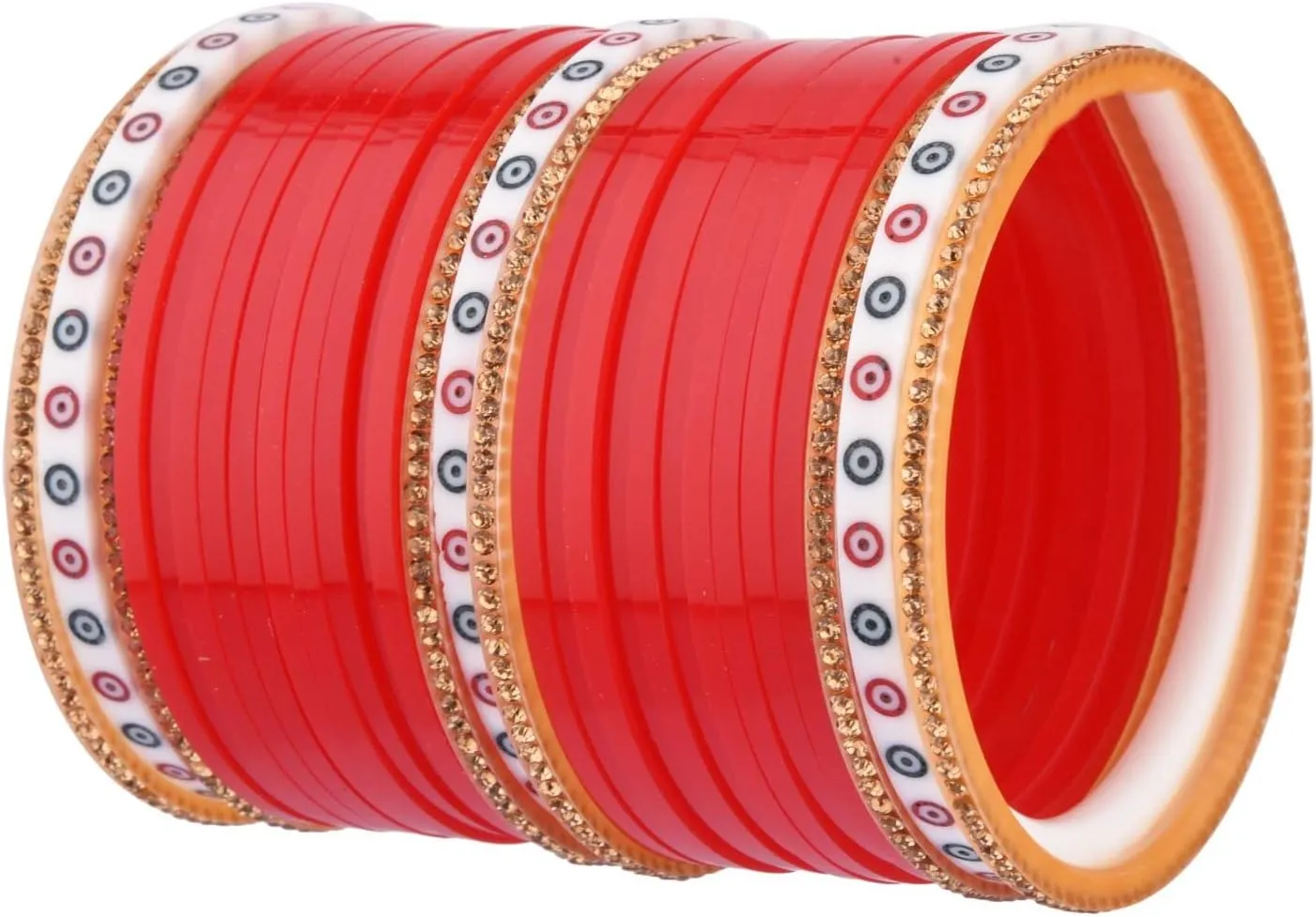 Efulgenz Indian Bridal Bangle Set for Wedding - Traditional Punjabi Chuda Chura for Women - CZ Crystal Dulhan Choora Bracelet Fashion Jewelry