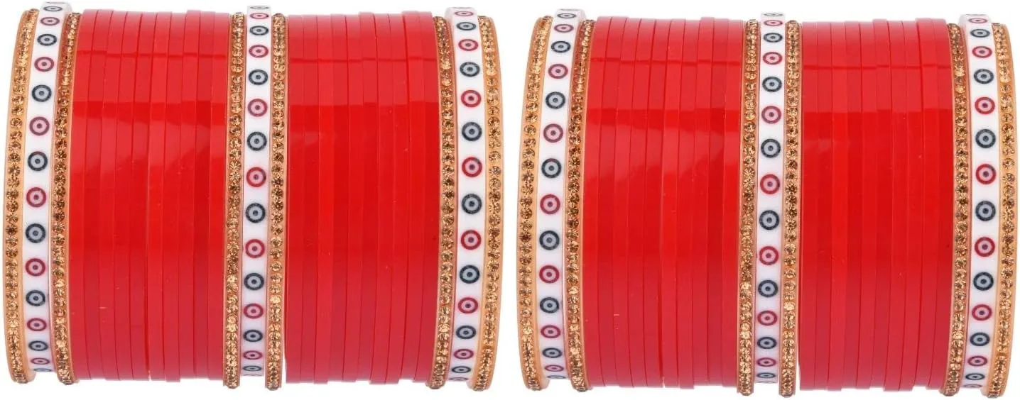 Efulgenz Indian Bridal Bangle Set for Wedding - Traditional Punjabi Chuda Chura for Women - CZ Crystal Dulhan Choora Bracelet Fashion Jewelry