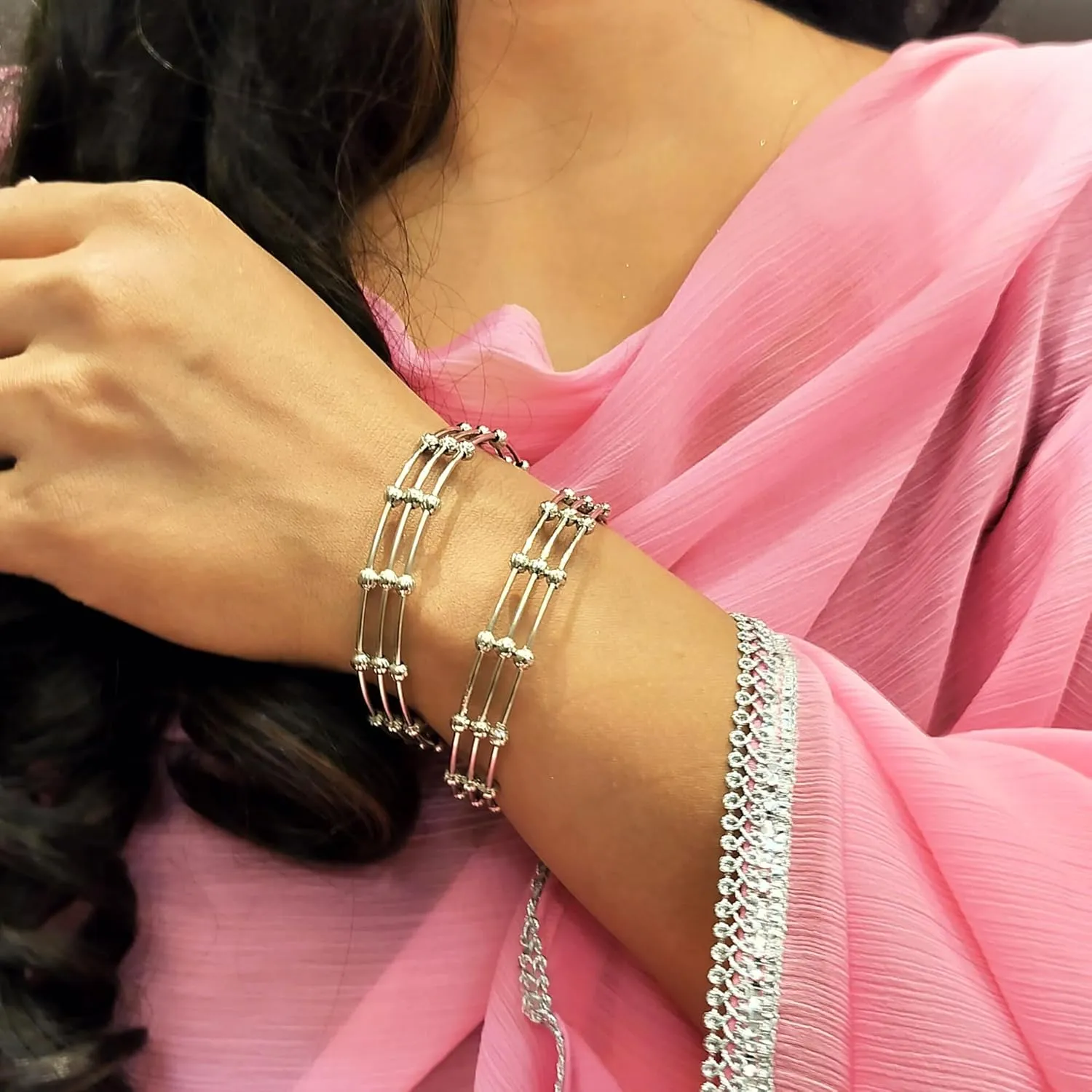 Efulgenz Indian Ethnic Bollywood Fashion Boho Tribal Antique Oxidized Pain Ball Bead Indian Bangle Bracelet Set Jewelry for Women