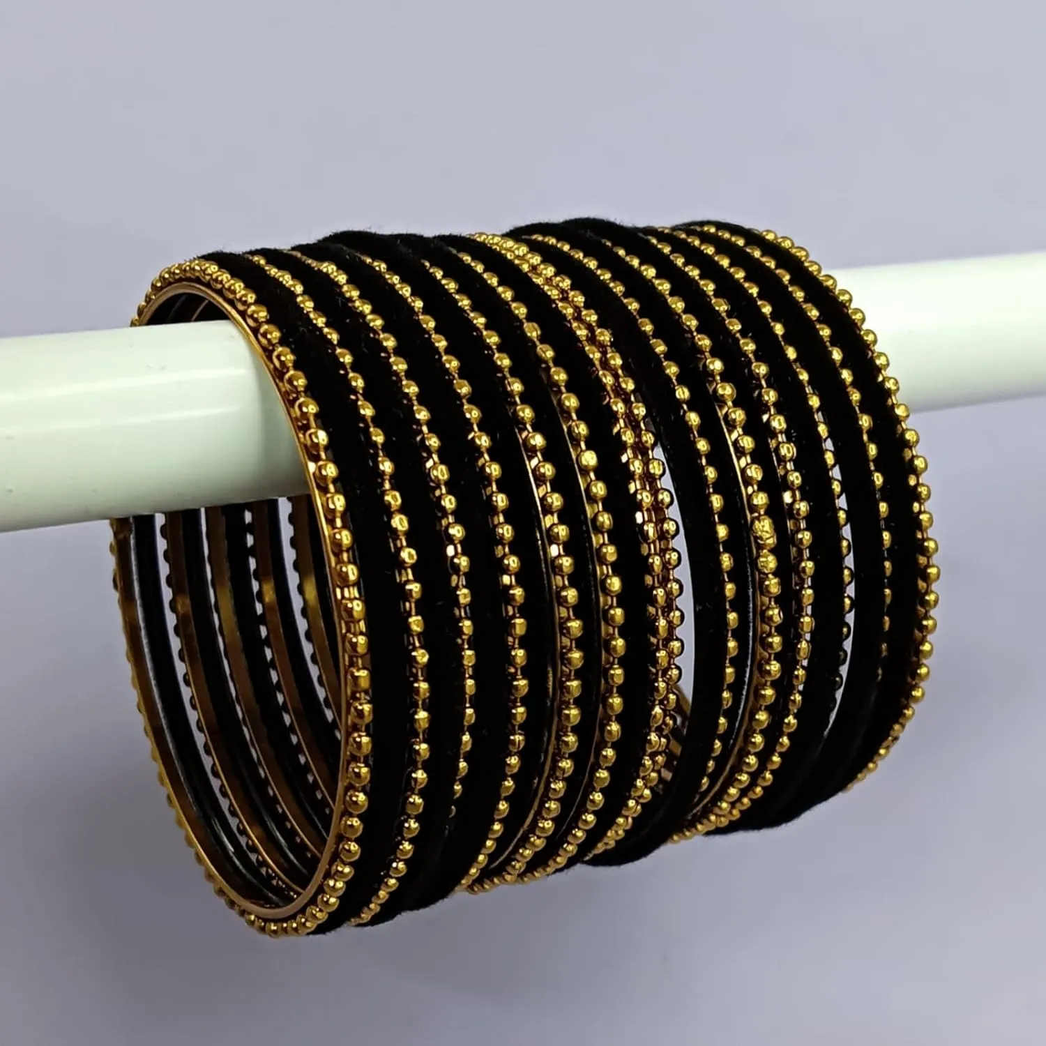 Efulgenz Indian Oxidized Jewelry for Navratri Boho Oxidized Indian Jewelry Velvet Bangles Set Bracelets Jewelry for Women, Pink