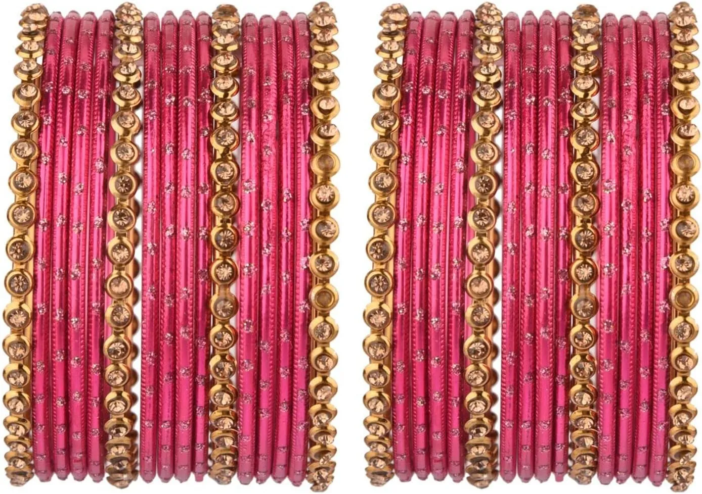 Efulgenz Metal Bangle Set Oxidized Crystal Bangles with Two Dozen Glossy Finish Textured Dotted Metal Bangles Indian Bangles for Women Boho Bracelet Bangle Bollywood Fashion Statement Jewelry