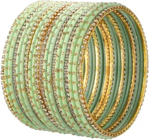 Efulgenz Rakshabandhan Gift Indian Bangles for Women Bangles Indian Crystal Bangles Mint Color Indian Rhinestone Bracelet Indian Style Bangles for Women Indian Traditional Bangles