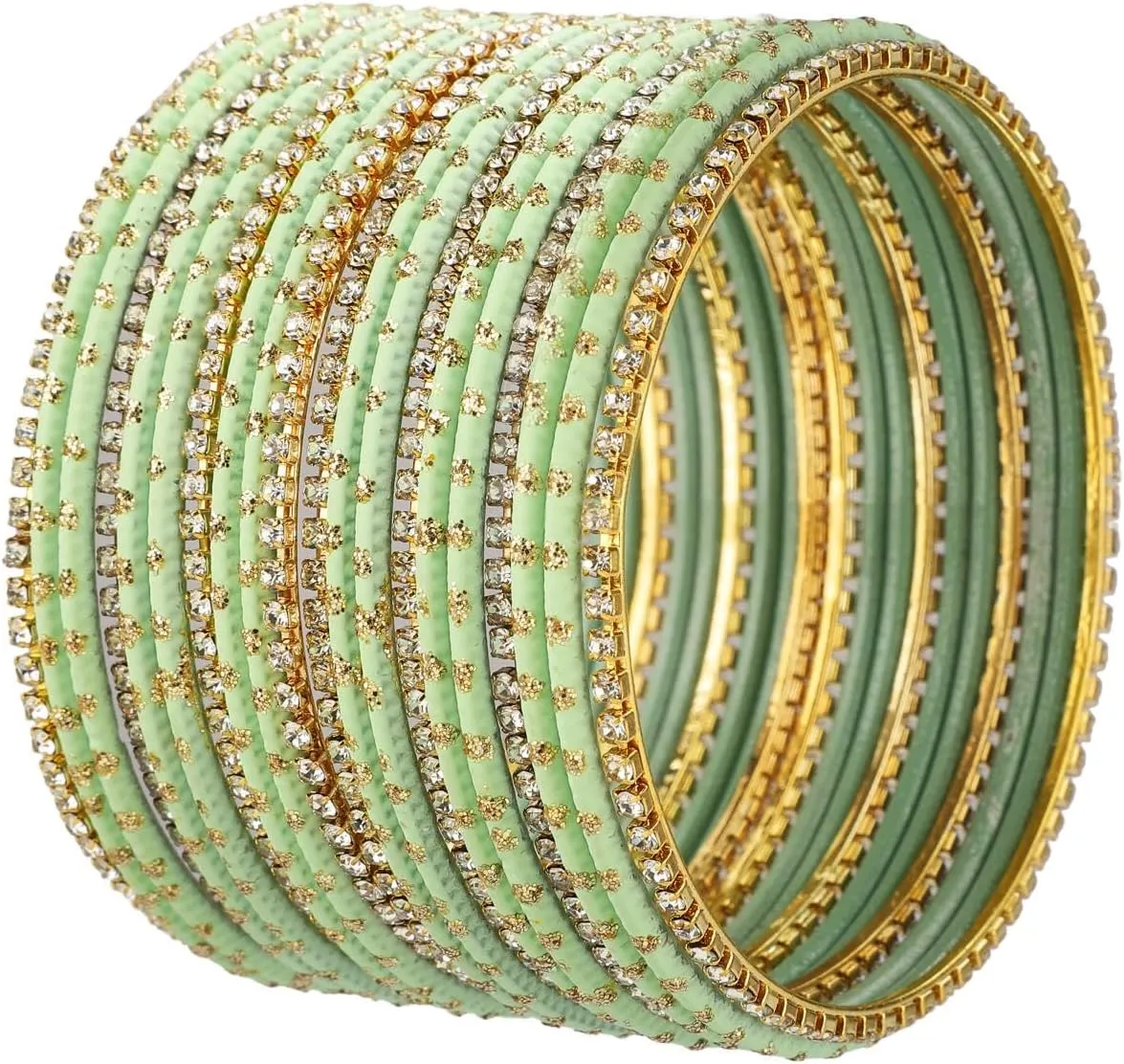 Efulgenz Rakshabandhan Gift Indian Bangles for Women Bangles Indian Crystal Bangles Mint Color Indian Rhinestone Bracelet Indian Style Bangles for Women Indian Traditional Bangles
