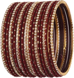 Efulgenz Rhinestone Bangles Crystal Bangles for Women Indian Bollywood Bangle Set Indian Wedding Bangles Rhinestone CZ Plain Metal Bracelet Bangle Jewelry for Women