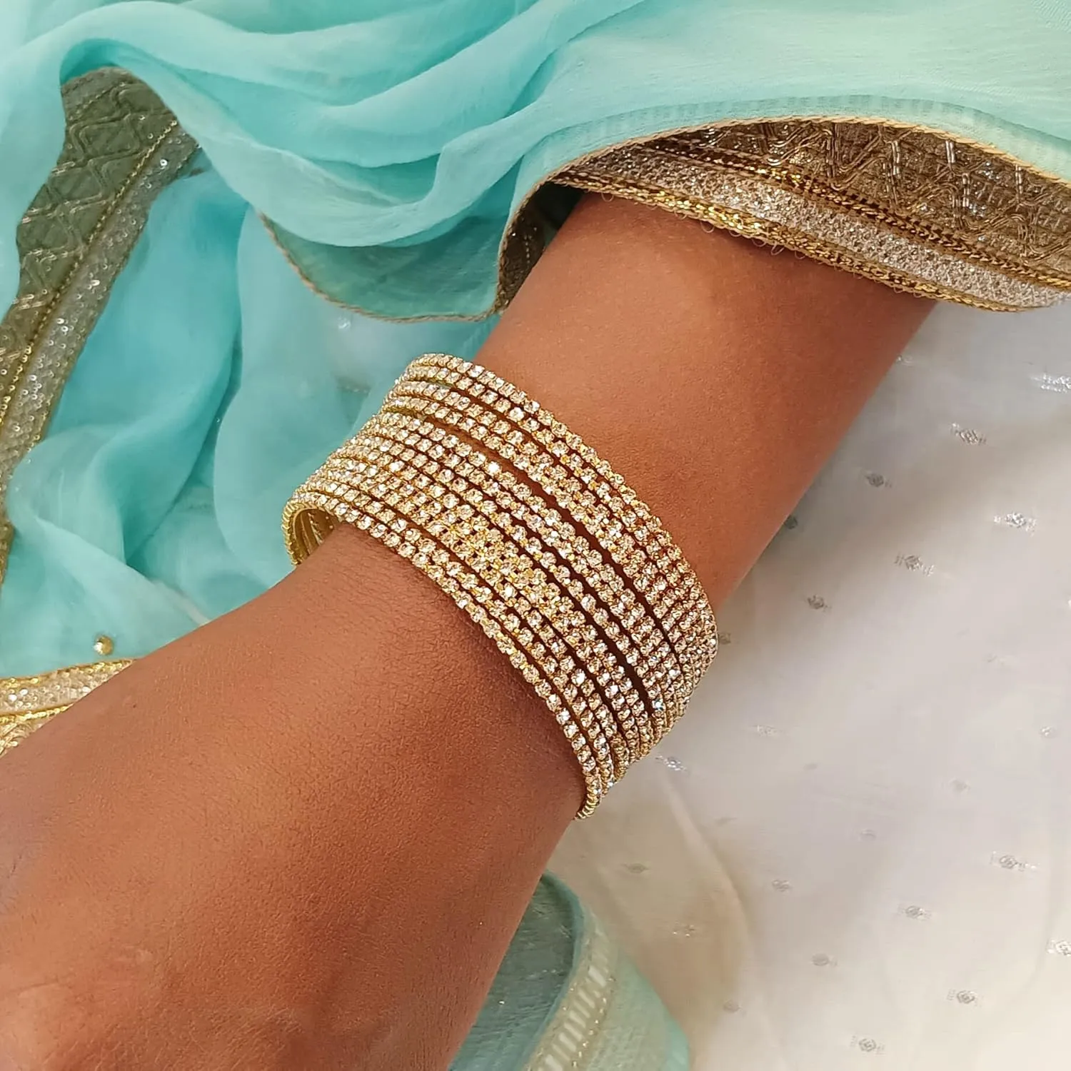 Efulgenz Rhinestone Bracelet Indian CZ Crystal Bangle Wedding Bridal Jewelry Bollywood Bangles for Women