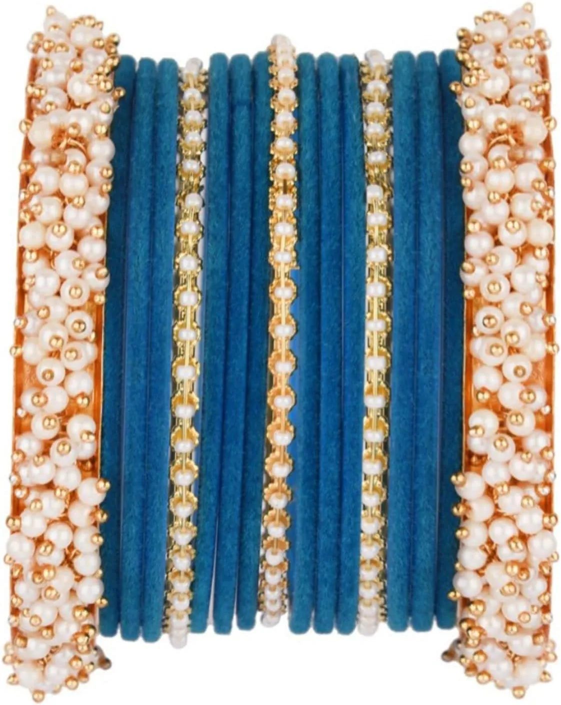 Efulgenz Velvet Bangles For Women Indian Jewelry Faux Pearl Bangles Bracelet Velvet Bangles Wedding Bridal Indian Jewelry Sets For Women