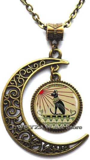 Egyptian Cat Jewelry - Bastet & Egypt Pendants, Black Cat Necklace M140