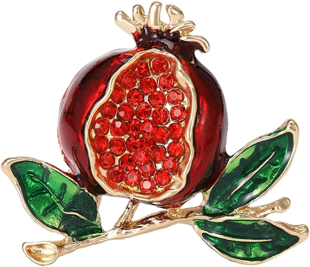 Enamel Fruit Brooch for Women Rhinestones Fruit Lapel Pin Elegant Fruit Brooches Jewelry Gift, Perfect for Dresses Hat Bag