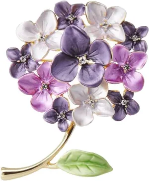 Enamel Purple Lilac Flower Brooches Women Collar Hydrangea Weddings Brooch Pins