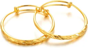 Ethlyn 2pcs/lot 18K Gold Plated 12months Children Mini Size Bangles Bracelet Christmas Birthday gifts