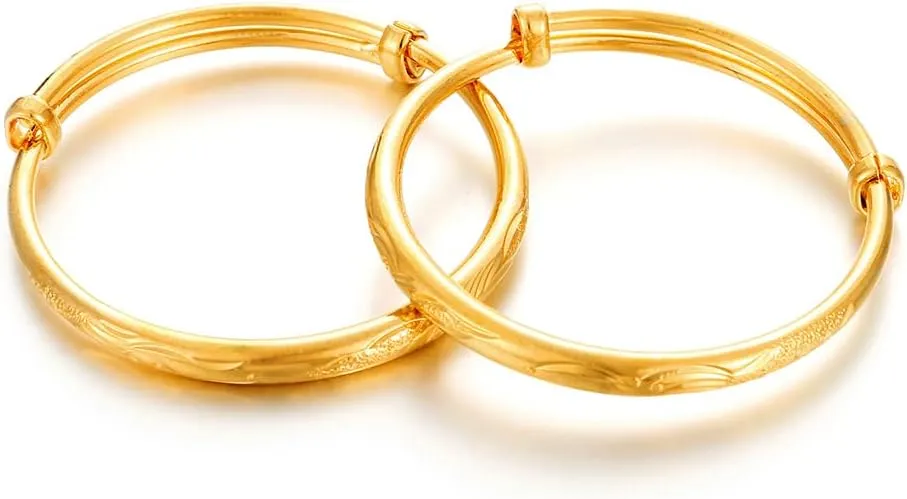 Ethlyn 2pcs/lot 18K Gold Plated Girls Boys Cuff Bangles Bracelet Birthday Gifts for little boys