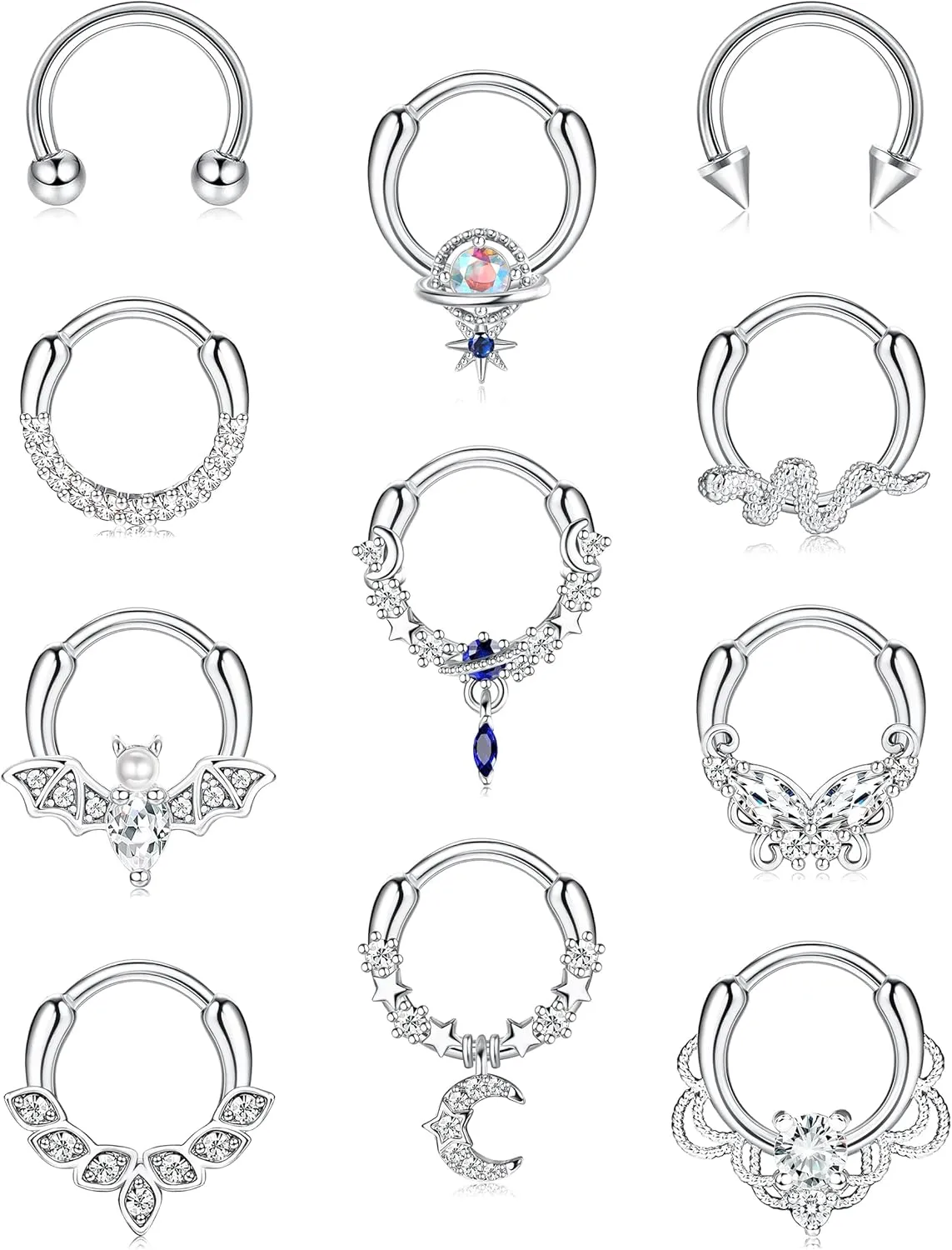 FASACCO 16G Septum Rings Septum Jewelry Septum Piercing Jewelry Cute Snake Butterfly Septum Ring Daith Earrings