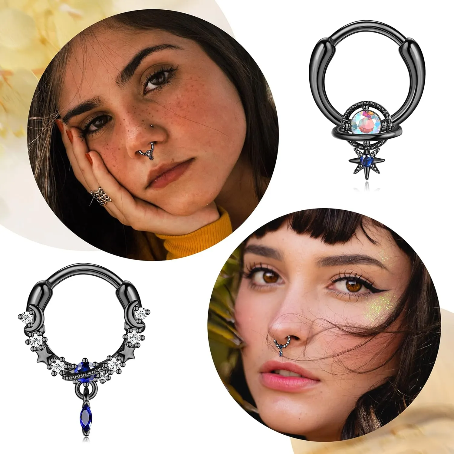 FASACCO 16G Septum Rings Septum Jewelry Septum Piercing Jewelry Cute Snake Butterfly Septum Ring Daith Earrings