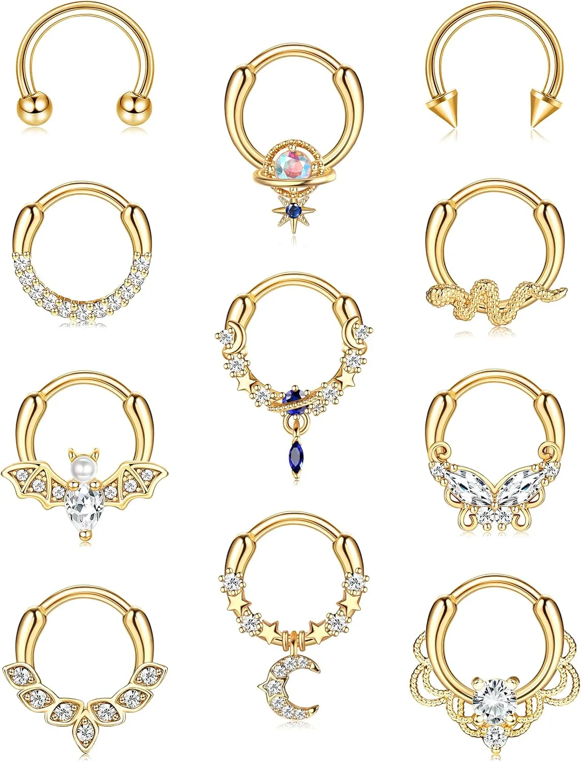 FASACCO 16G Septum Rings Septum Jewelry Septum Piercing Jewelry Cute Snake Butterfly Septum Ring Daith Earrings