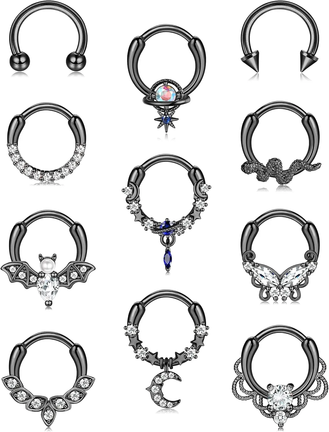 FASACCO 16G Septum Rings Septum Jewelry Septum Piercing Jewelry Cute Snake Butterfly Septum Ring Daith Earrings