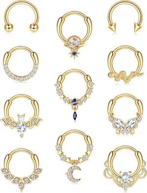 FASACCO 16G Septum Rings Septum Jewelry Septum Piercing Jewelry Cute Snake Butterfly Septum Ring Daith Earrings