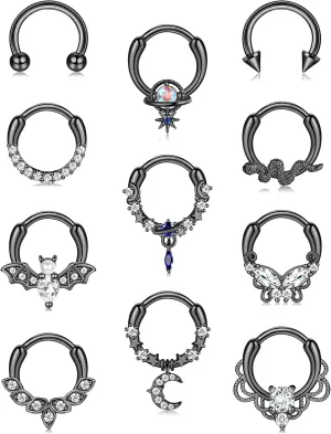 FASACCO 16G Septum Rings Septum Jewelry Septum Piercing Jewelry Cute Snake Butterfly Septum Ring Daith Earrings