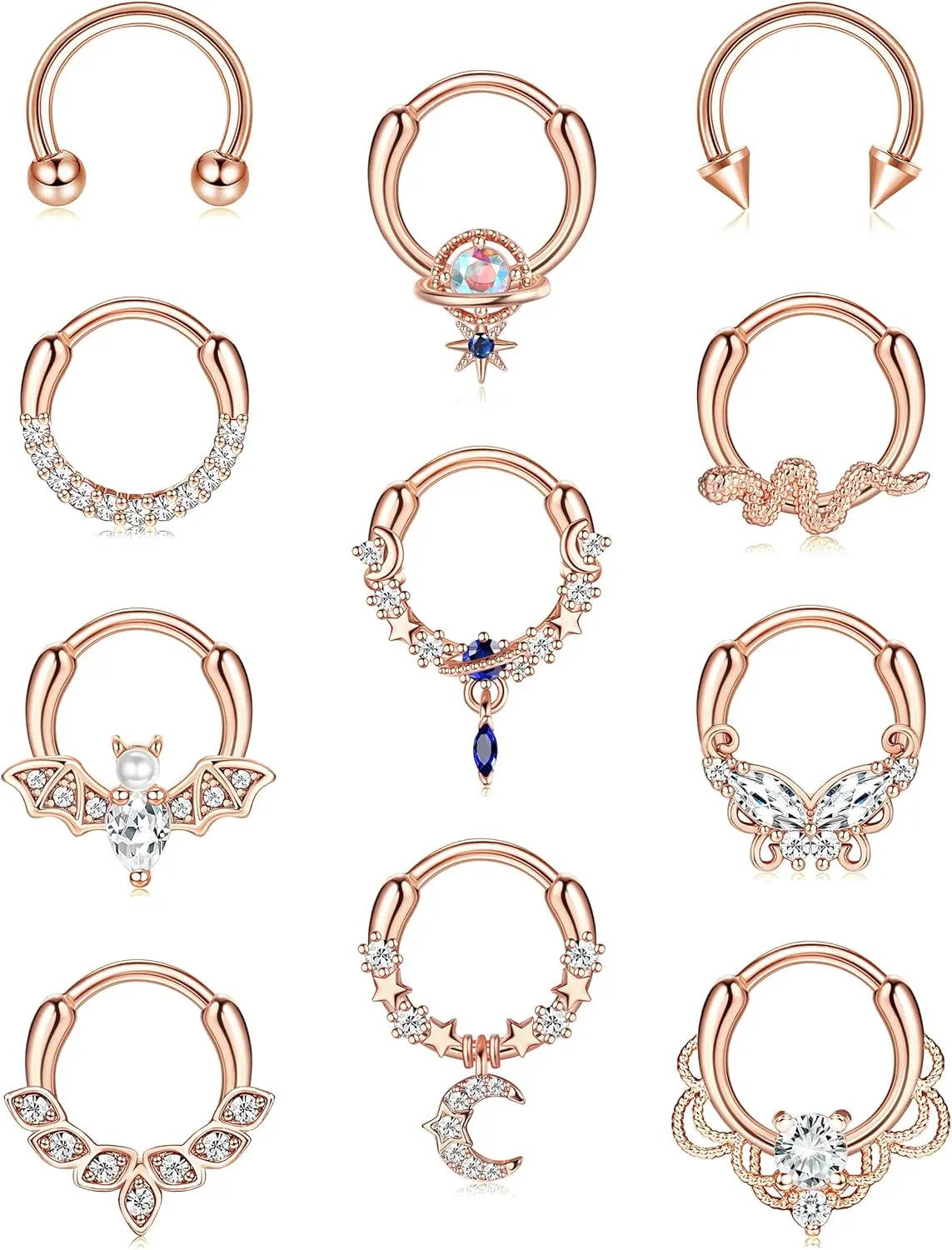 FASACCO 16G Septum Rings Septum Jewelry Septum Piercing Jewelry Cute Snake Butterfly Septum Ring Daith Earrings