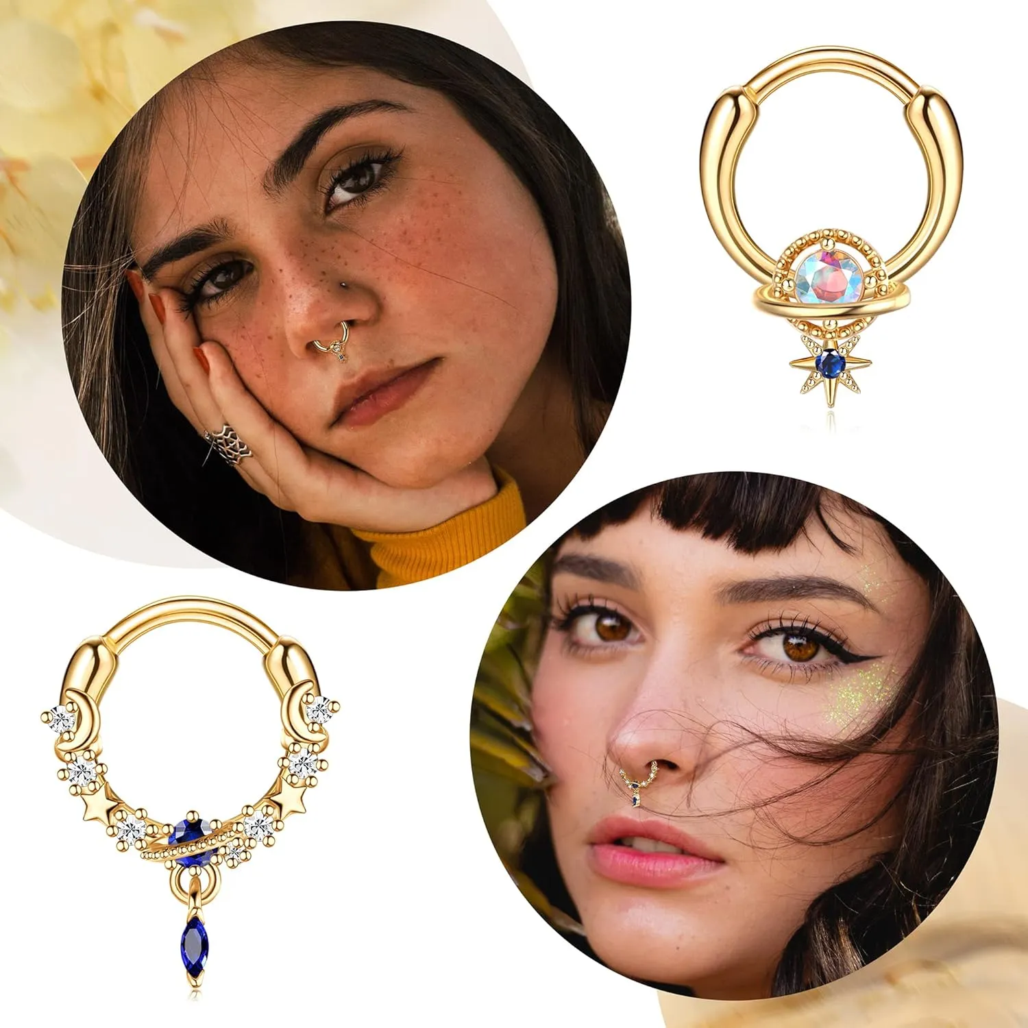 FASACCO 16G Septum Rings Septum Jewelry Septum Piercing Jewelry Cute Snake Butterfly Septum Ring Daith Earrings