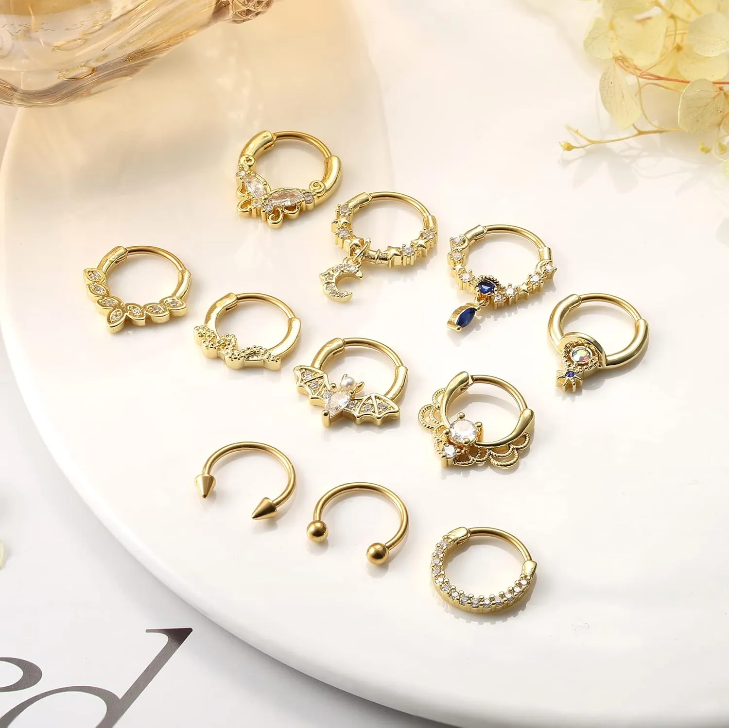 FASACCO 16G Septum Rings Septum Jewelry Septum Piercing Jewelry Cute Snake Butterfly Septum Ring Daith Earrings