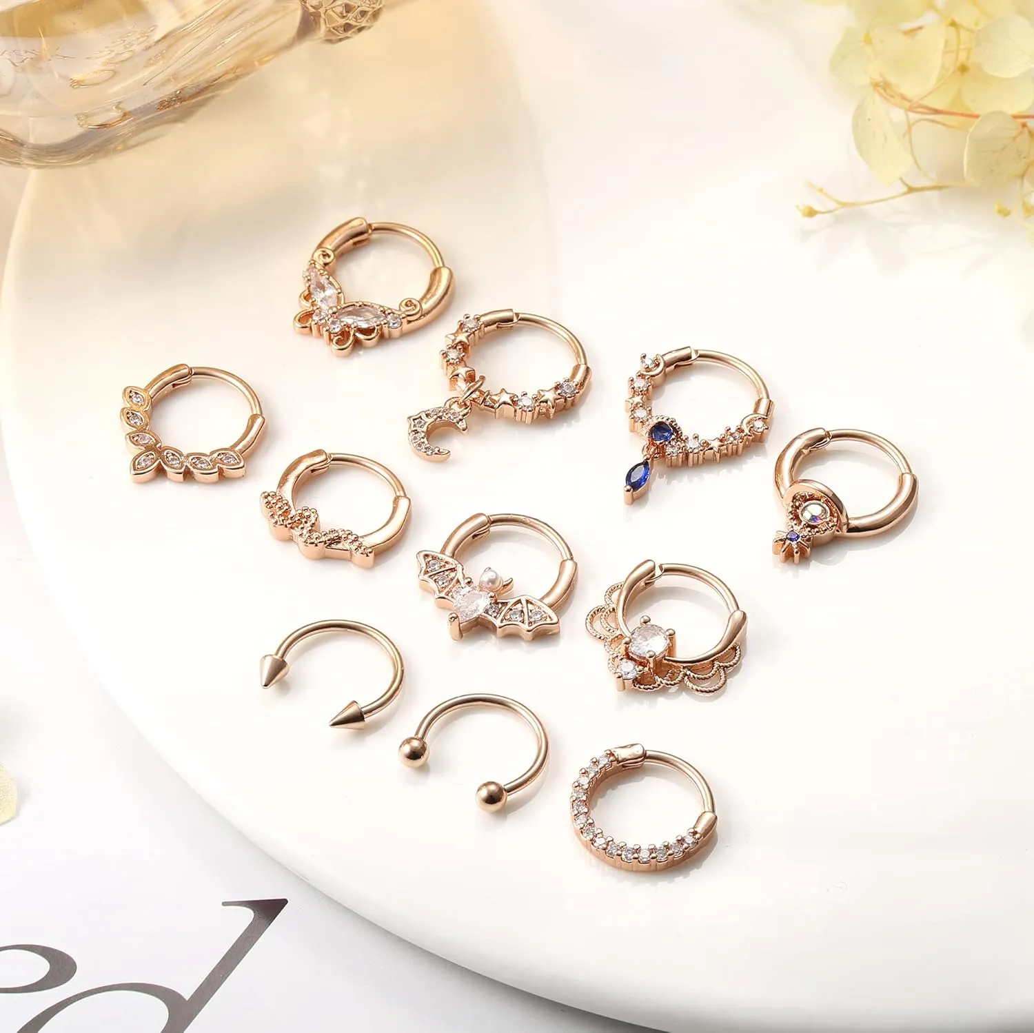 FASACCO 16G Septum Rings Septum Jewelry Septum Piercing Jewelry Cute Snake Butterfly Septum Ring Daith Earrings