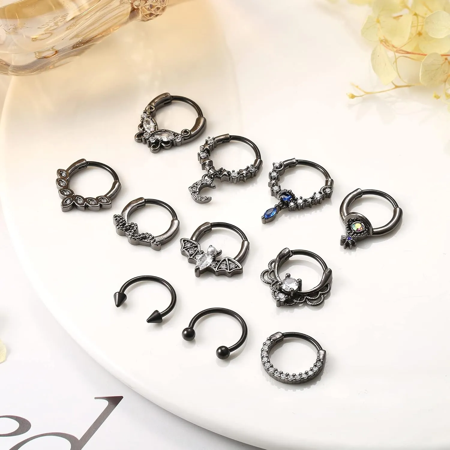 FASACCO 16G Septum Rings Septum Jewelry Septum Piercing Jewelry Cute Snake Butterfly Septum Ring Daith Earrings