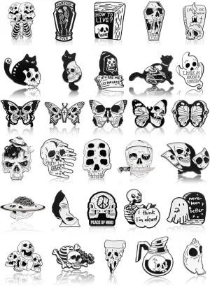 Ferraycle 30 Pieces Enamel Pins Set Enamel Pins for Backpacks Cool Horror Enamel Lapel Pins Steampunk Brooches Pins for Hats Clothes Women Men