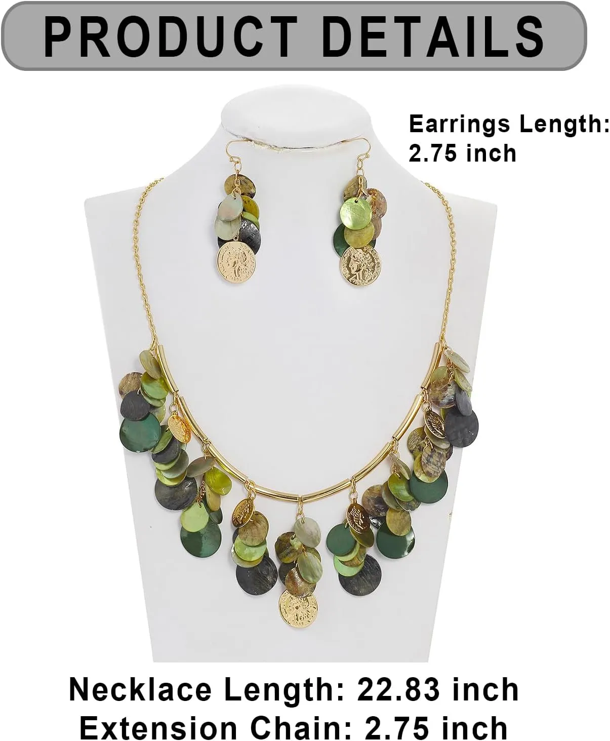 Firstmeet Colorful Coin Shell Tassel Necklace Nature Mother Of Pearl Handmade Chain Bohemian Style Choker Jewellry For Women