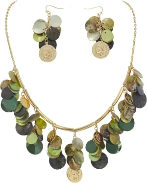 Firstmeet Colorful Coin Shell Tassel Necklace Nature Mother Of Pearl Handmade Chain Bohemian Style Choker Jewellry For Women
