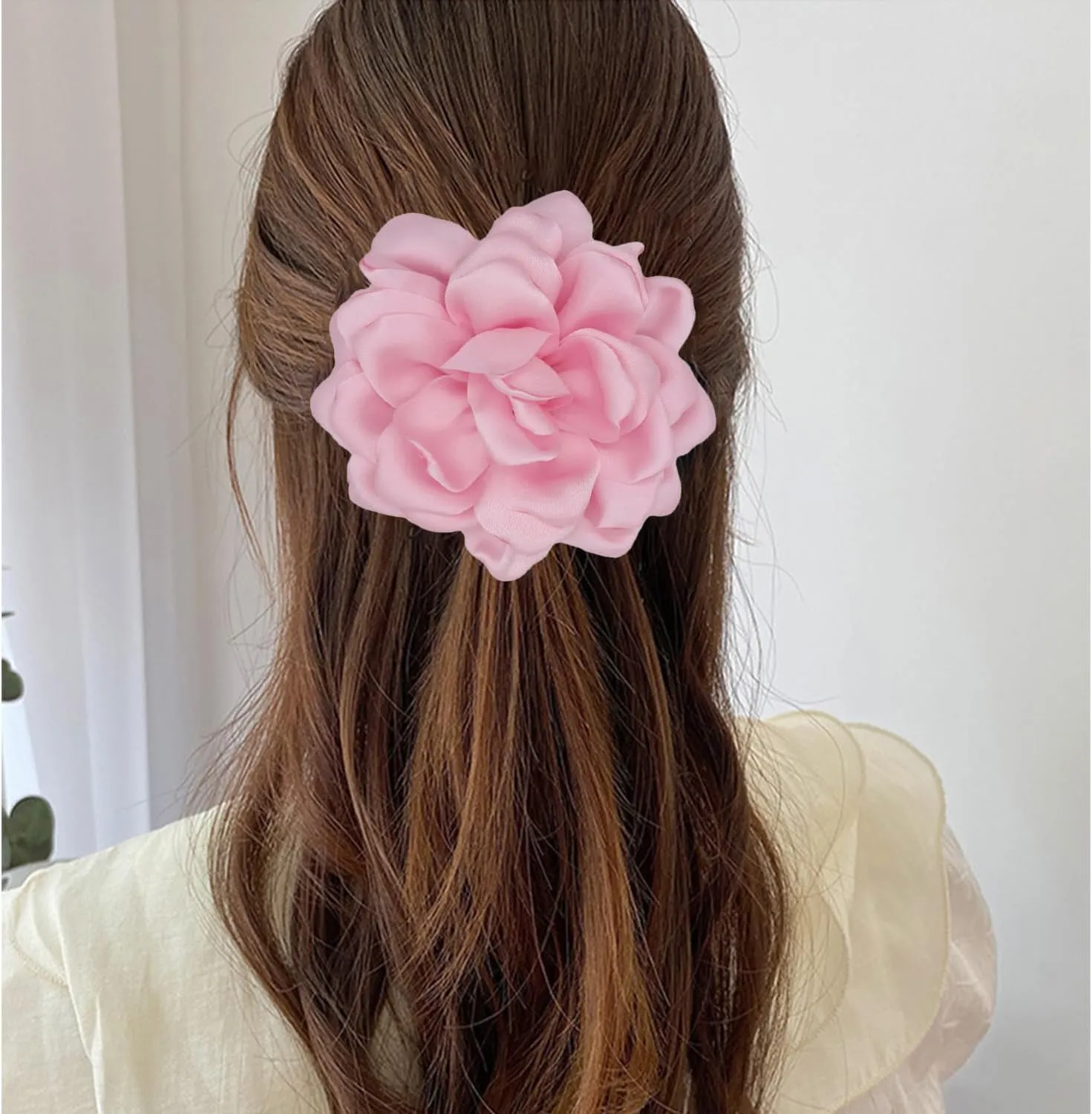 Flower Brooches Lapel Pins for Women Satin Fabric Brooches Big Camellia Flower Brooch Pins Wedding Part Dance Clothes Accessories Jewelry Gifts
