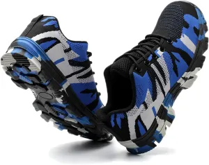 Four Seasons Camouflage Labor Protection Shoes Lightweight Breathable Work Shoes Anti-Smashing Anti-Puncture Safety Protection Shoes (Color : Blue Camouflage, Size : 7.5)