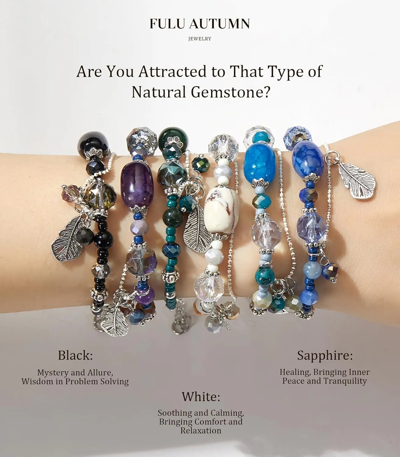 FULU AUTUMN Boho Beaded Bracelets for Women Crystal Bead Bracelets with Charm Bohemian Style Friendship Jewelry Gifts for Women