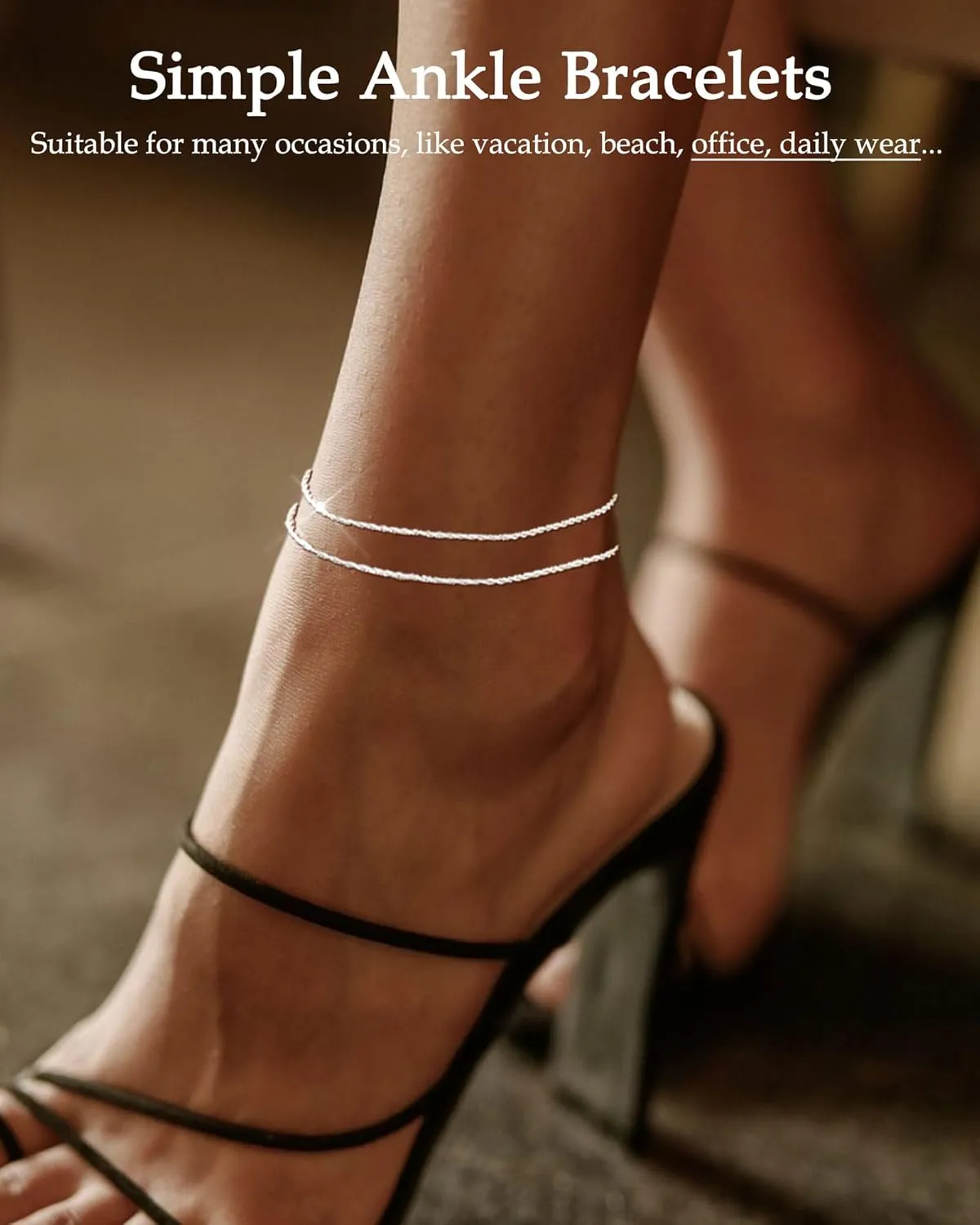FUNEIA Gold Silver Ankle Bracelets for Women Waterproof 14K Gold Plated Anklets for Women Non Tarnish Dainty Layered Beaded Heart Anklet Set Summer Beach Foot Chain Jewelry Gifts Trendy Stuff