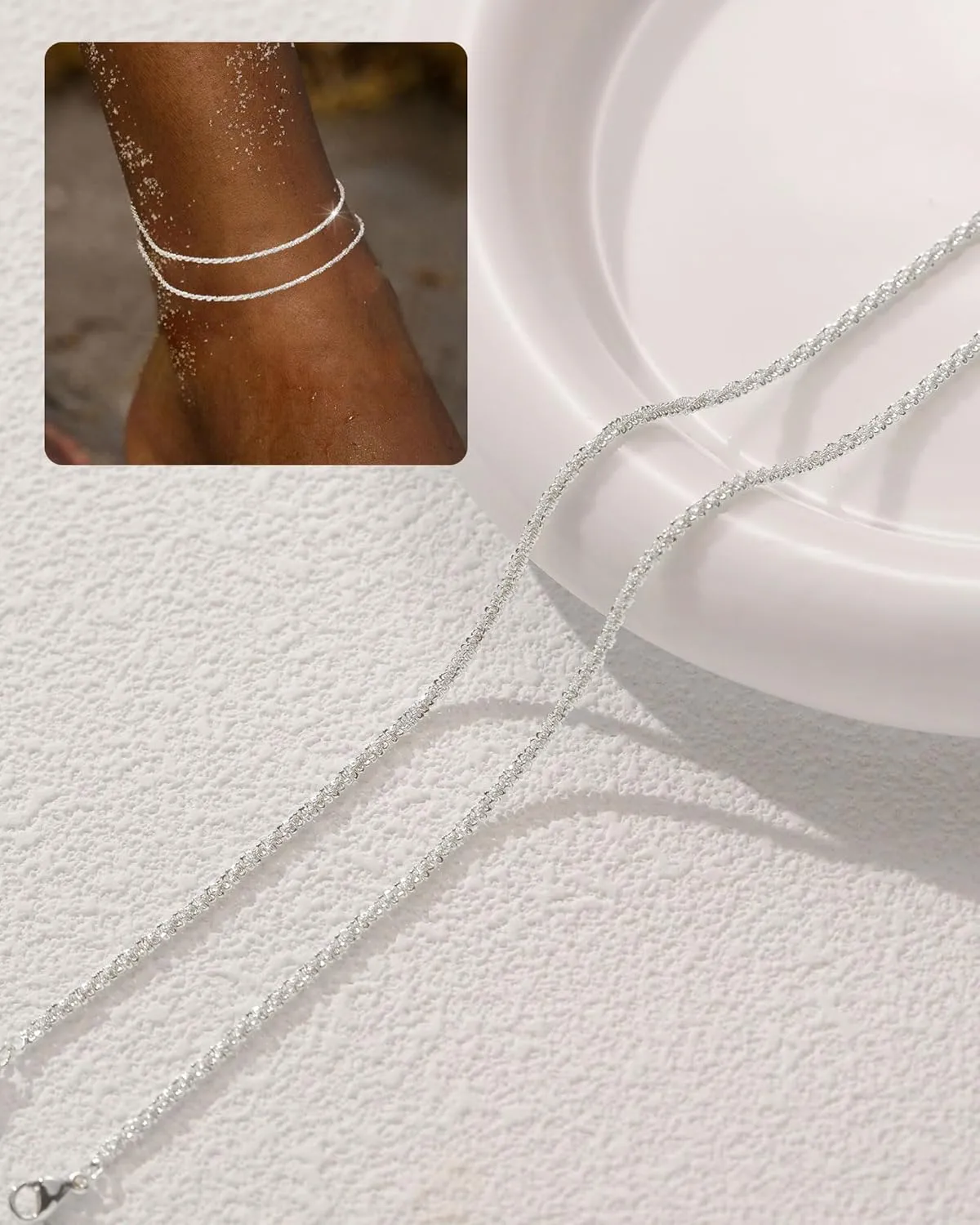 FUNEIA Gold Silver Ankle Bracelets for Women Waterproof 14K Gold Plated Anklets for Women Non Tarnish Dainty Layered Beaded Heart Anklet Set Summer Beach Foot Chain Jewelry Gifts Trendy Stuff