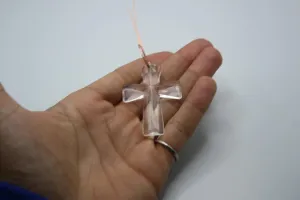 Gemstone Pendants Healing Crystal Crosses with Copper Wire for Necklace (clear-quartz)