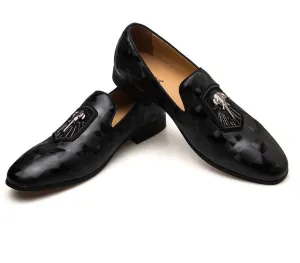 Genuine Leather Men Loafers Fashion Black Banquet Shoes