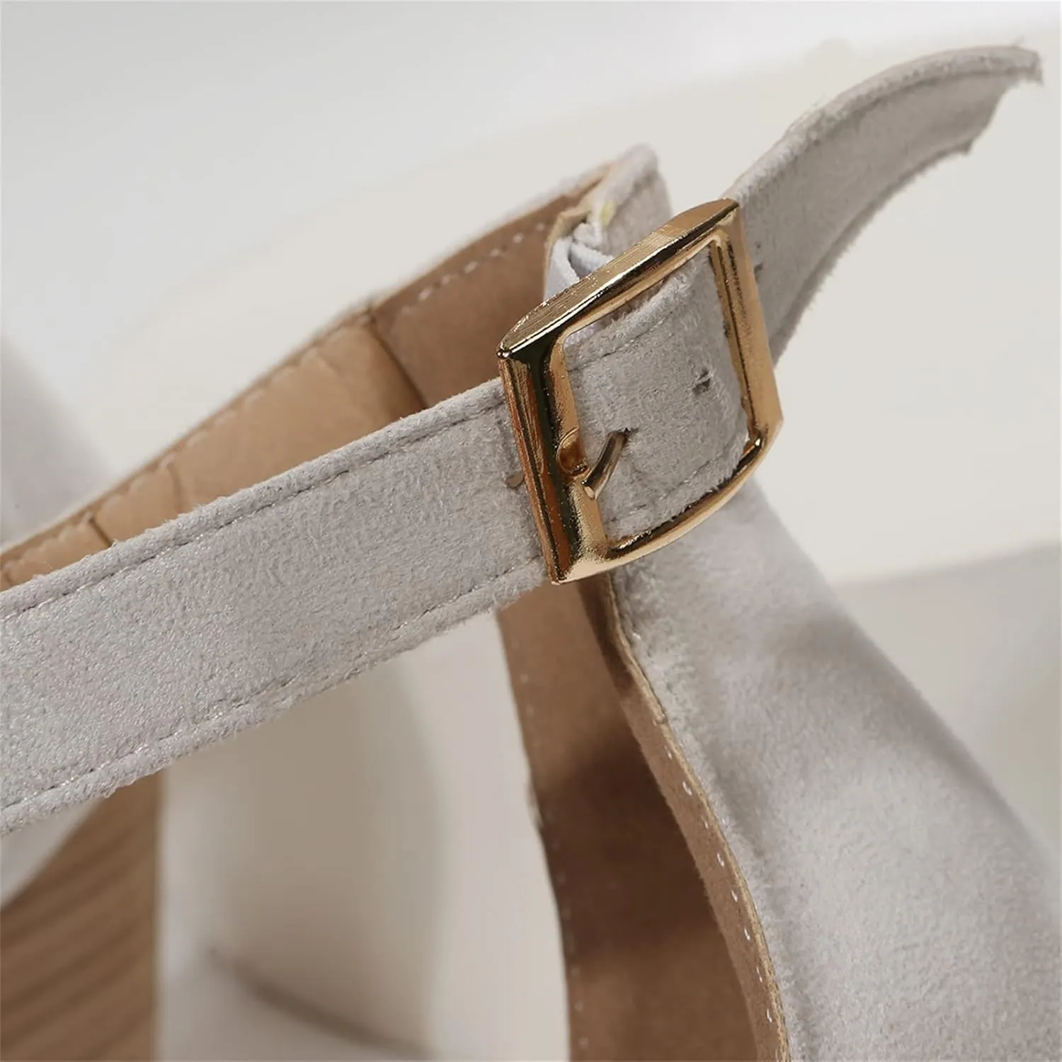Girls Sandals Pointed Toe Closed Toe Suede Wedge Heels Thick Sole Adjustable Buckle Wedge Platform Sandals Slides