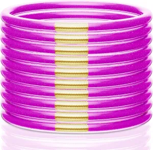 Glitter Jelly Bracelets, Soft Silicone Glitter Filled Jelly Bangles Bracelets Women- Sparkling Fashion Bangles for Women