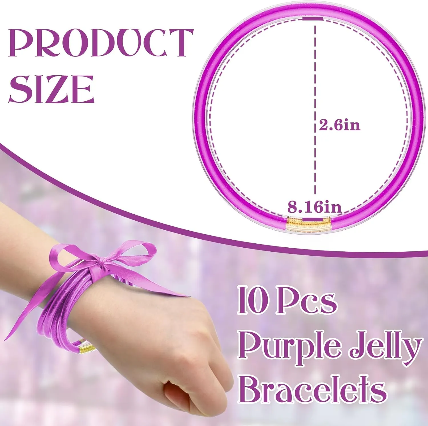 Glitter Jelly Bracelets, Soft Silicone Glitter Filled Jelly Bangles Bracelets Women- Sparkling Fashion Bangles for Women