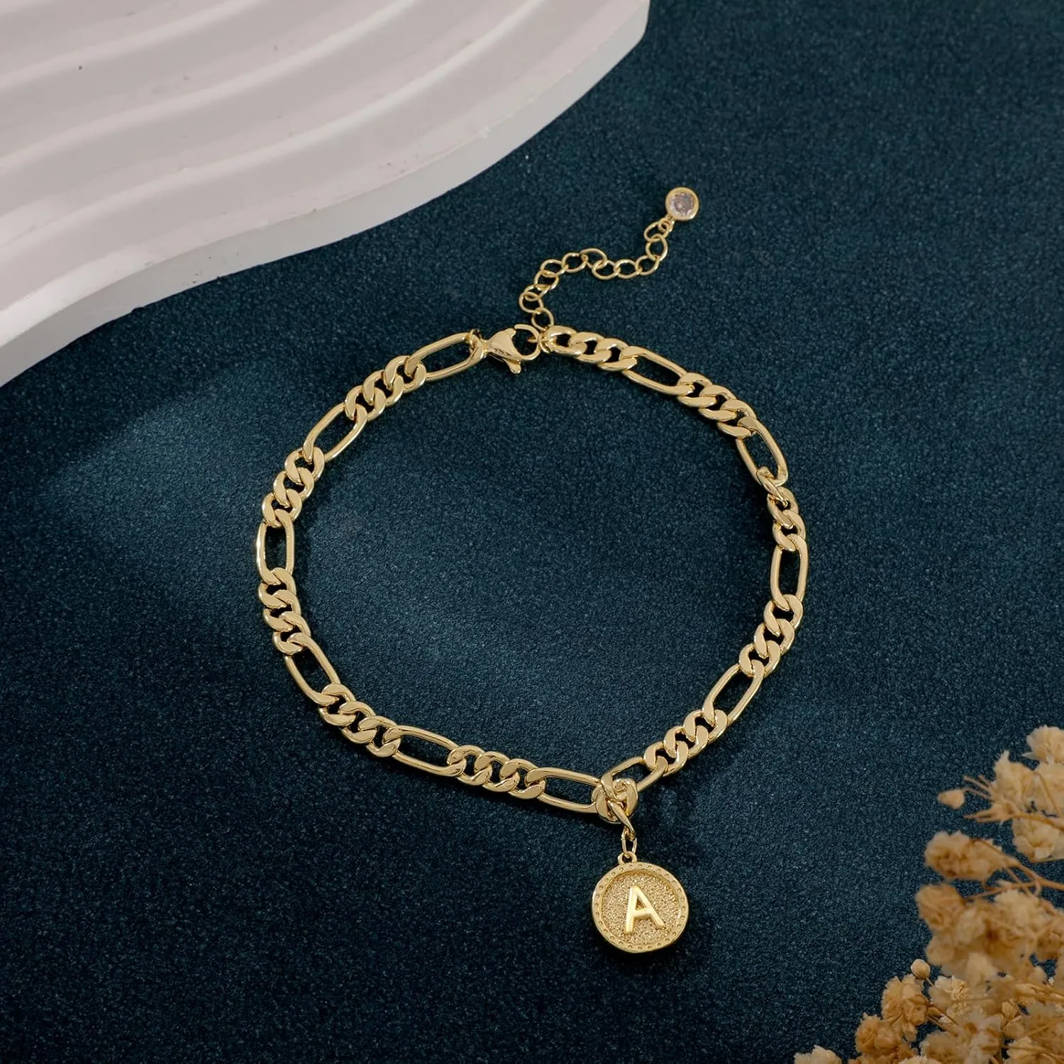 Gold Ankle Bracelets for women,14k Gold Plated Waterproof lightweight Figaro Chain Initial Anklets for Women Ankle Bracelets Set Dainty Trendy Jewelry Gift for Women