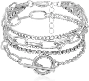 Gold Bracelets for Women Dainty Boho Stackable Bracelet Set Gold Chunky Layered Link Bangle for Women