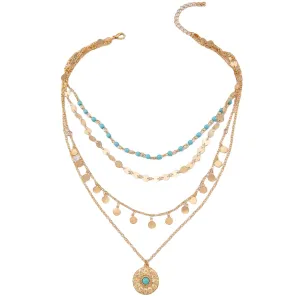 Gold Layered Necklaces for Women Western Jewelry for Women Boho Long Y Shape Necklaces Turquoise Pendant Necklace Country Concert Outfits for Women