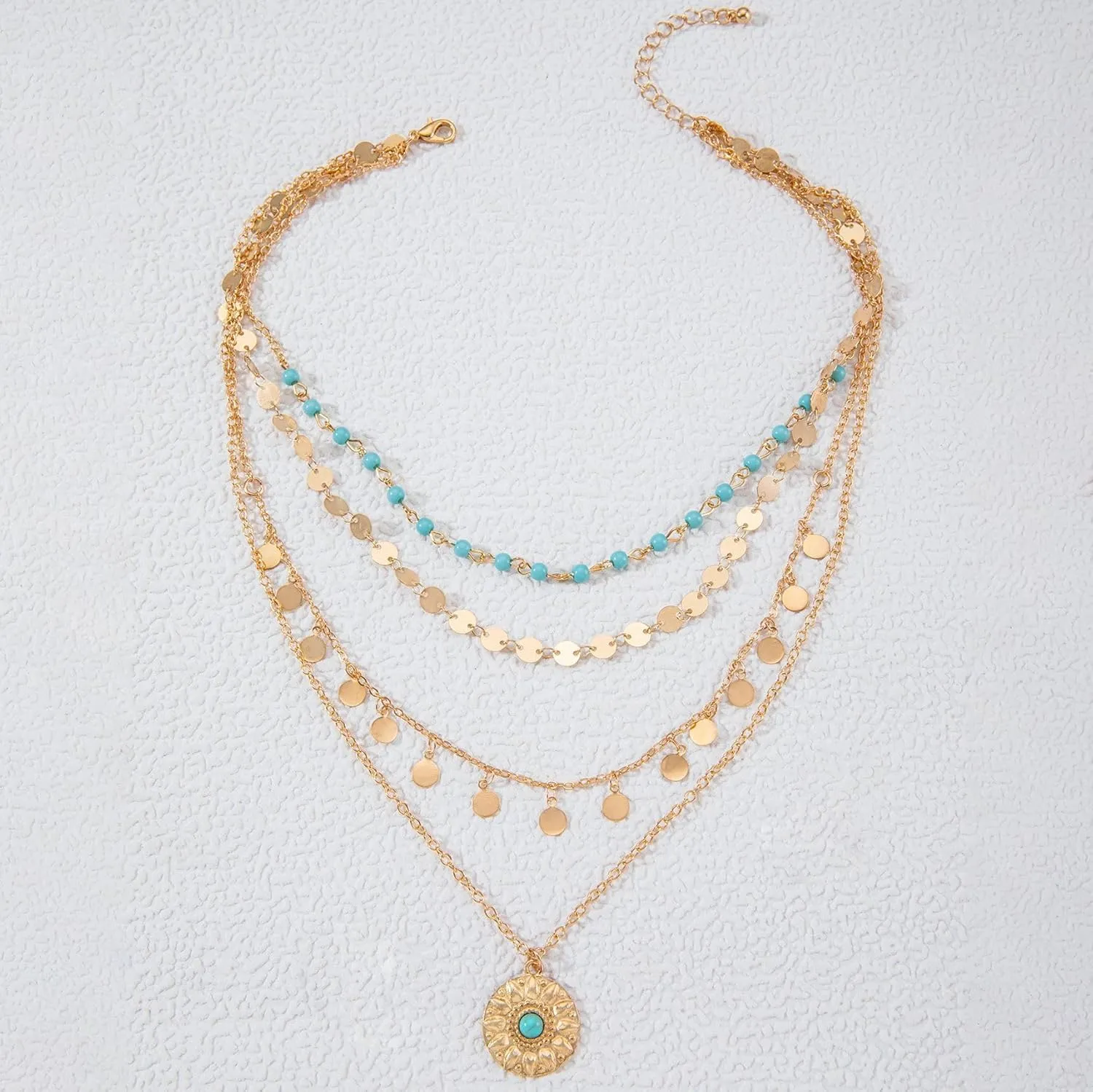 Gold Layered Necklaces for Women Western Jewelry for Women Boho Long Y Shape Necklaces Turquoise Pendant Necklace Country Concert Outfits for Women