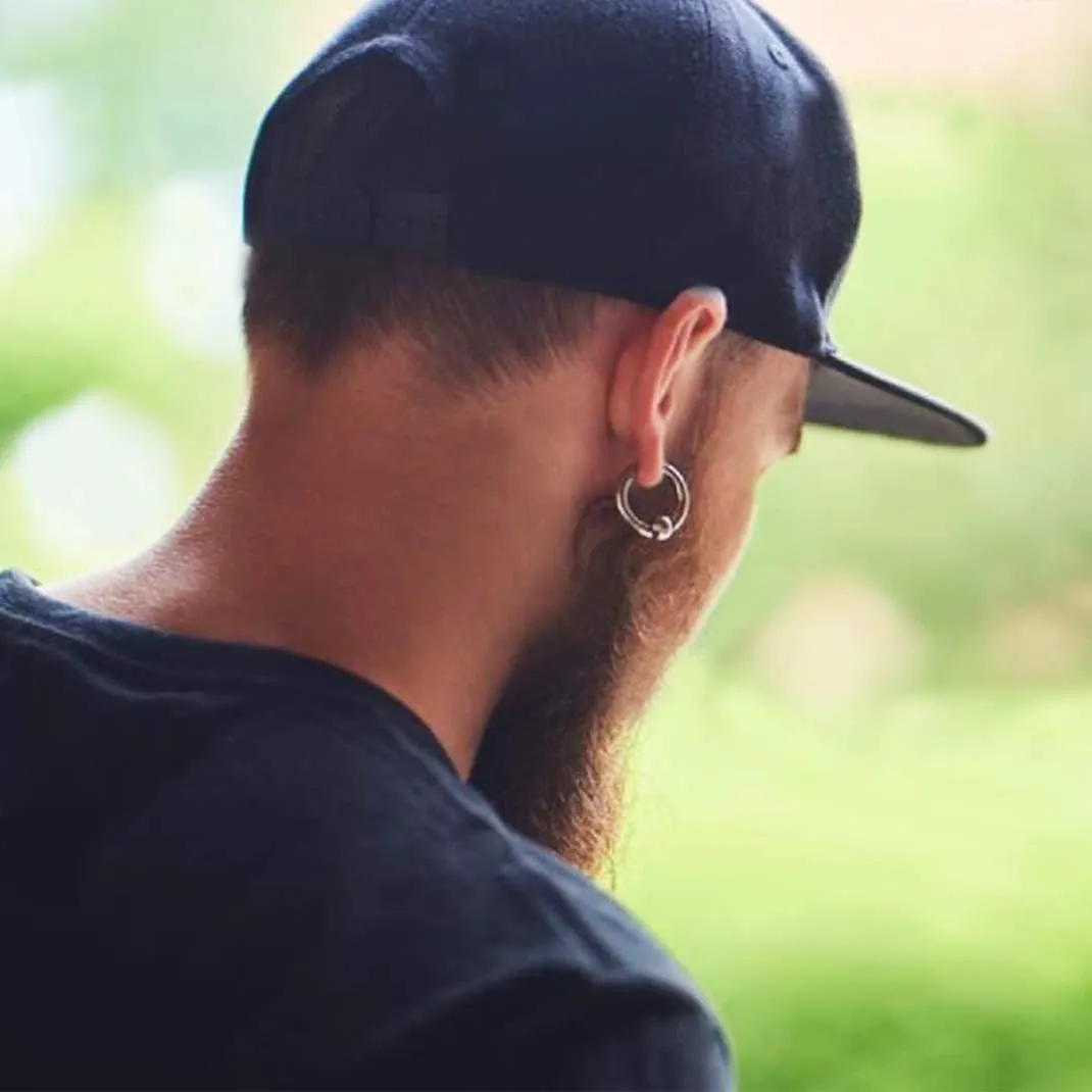 GoldChic Jewelry Mens Earrings Hoop, Surgical Steel Hipster Punk Spike Hoop Huggie Earrings for Men/Women, Hypoallergenic for Sensitive Ears,Gift Box Included