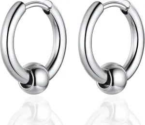 GoldChic Jewelry Mens Earrings Hoop, Surgical Steel Hipster Punk Spike Hoop Huggie Earrings for Men/Women, Hypoallergenic for Sensitive Ears,Gift Box Included