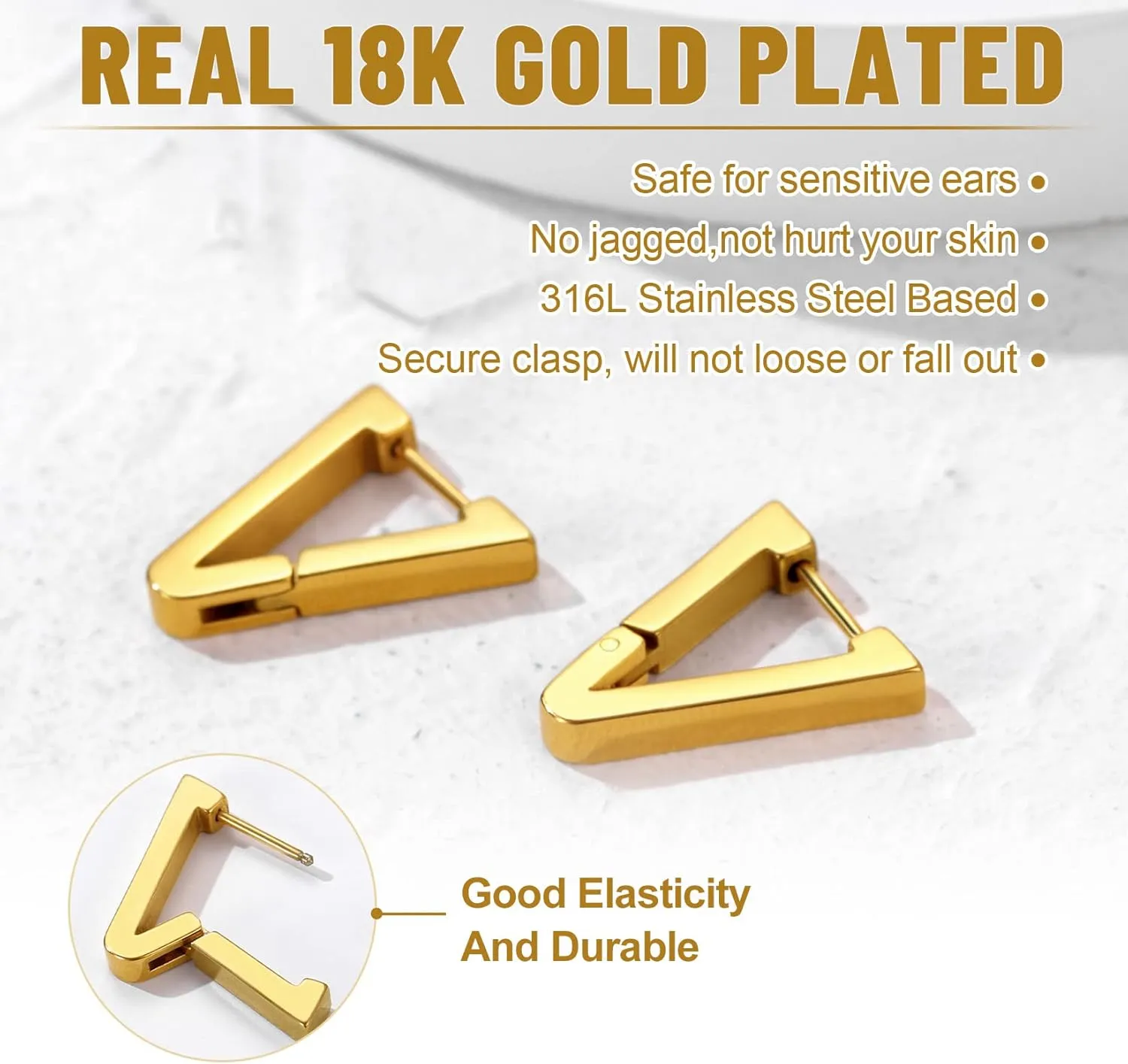 GoldChic Jewelry Mens Earrings Hoop, Surgical Steel Hipster Punk Spike Hoop Huggie Earrings for Men/Women, Hypoallergenic for Sensitive Ears,Gift Box Included