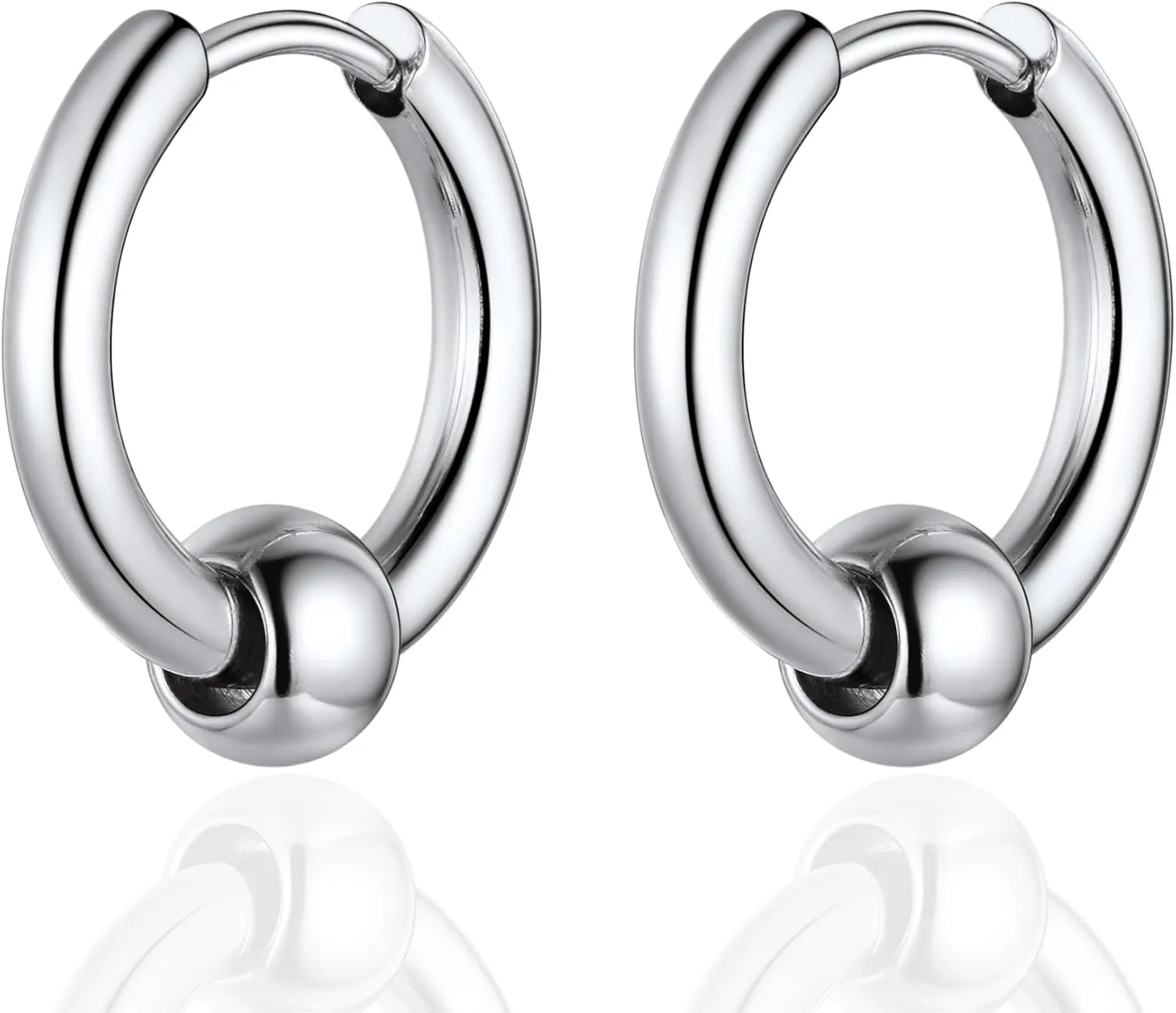GoldChic Jewelry Mens Earrings Hoop, Surgical Steel Hipster Punk Spike Hoop Huggie Earrings for Men/Women, Hypoallergenic for Sensitive Ears,Gift Box Included